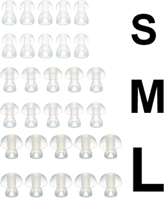 10 Stück Silikon Eartips als Ersatz-Ohrkissen für Hörgeräte und In-Ear Kopfhörer, Transparent - Bild 1