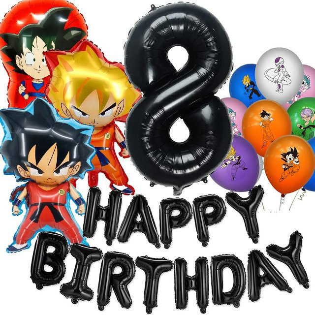 Fashnics Dragon Ball Geburtstagsdekoration Goku Figur Aufkleber Luftballons Einweggeschirr Tischdecke Strohhalme Teller Babyparty Zubehör - Bild 1