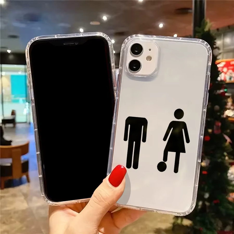 Transparente Silikon-Handyhülle mit schwarzem humorvollem Strichmännchen-Muster für Apple iPhone 17 Air 16 15 14 13 12 11 Pro Max XS X XR 15 Plus - Bild 4