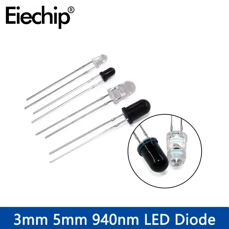 10 Set Infrarot-LEDs F5 F3 mit Sender- und Empfängerdiode 940 nm, 5 mm und 3 mm, 1,4–1,6 V, 20 mA - Bild 2