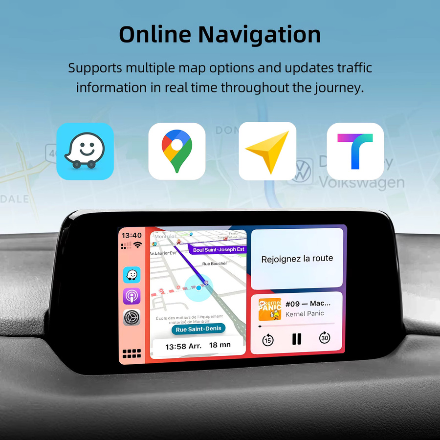 LEXXSON Carplay Android Auto OEM Hub Nachrüstsatz für Mazda, Carplay-Adapter kompatibel mit Mazda 2/3/6/CX3/CX5/CX9/MX5 2014–2021, Schwarz - Bild 3