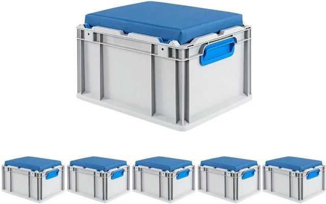 PROREGAL SparSet 6 x Eurobox NextGen Seat Box Blau, H x B x T: 26,5 x 30 x 40 cm, 20 Liter, geschlossene Transportbox aus Kunststoff - Bild 1