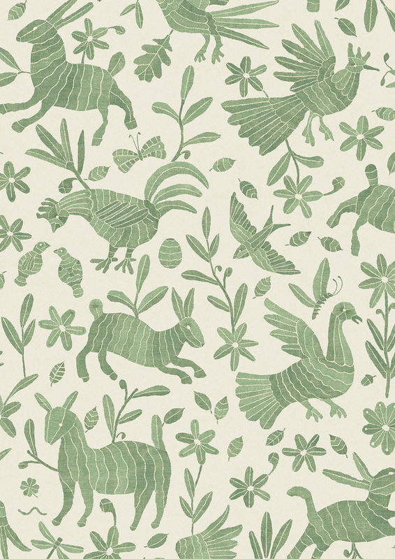 Lewis & Wood Tapete Otomi Leafy in Grün mit botanischem und floralem Muster - Bild 2
