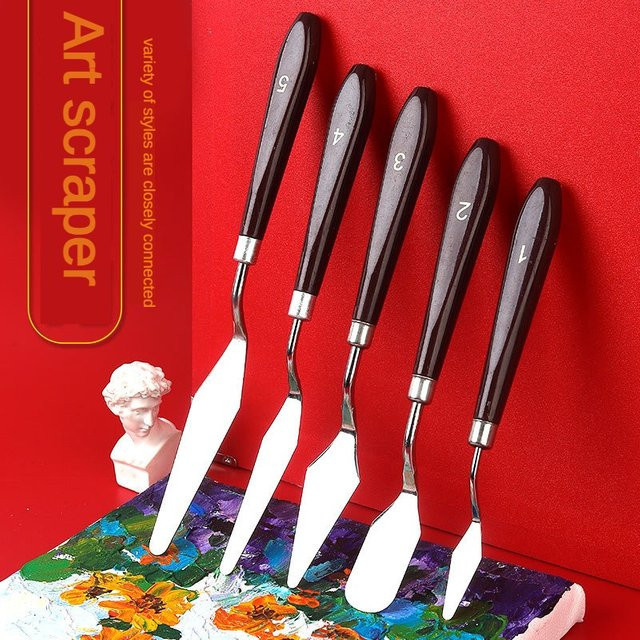 5-teiliges Set Kunst-Spachtel aus Edelstahl und Kunststoff in Silber von Kunst Liefert - Bild 1