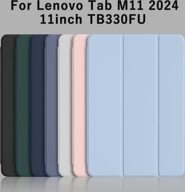 Lenovo Tab M11 2024 Schutzhülle aus PU Leder mit magnetischem Ständer und Tri-Fold Flip Case in Schwarz - Bild 1