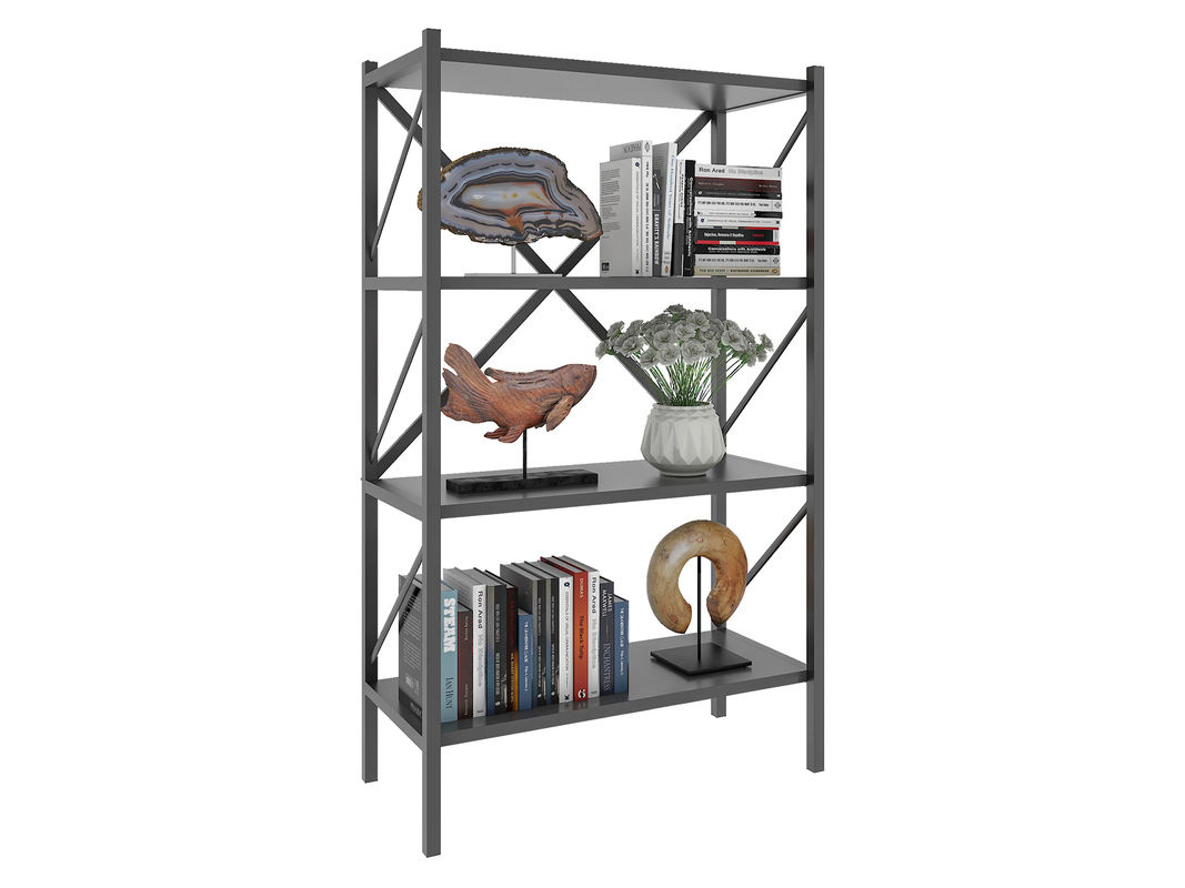 VCM Standregal Insasi 4-fach aus Holz und Metall in Anthrazit, B/H/T: 66 x 121 x 34 cm - Bild 3