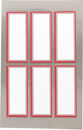 Rico Design Paper Poetry Office Sticker Etiketten mit rotem Rahmen, B: 6 cm, H: 2,5 cm, 4 Bogen