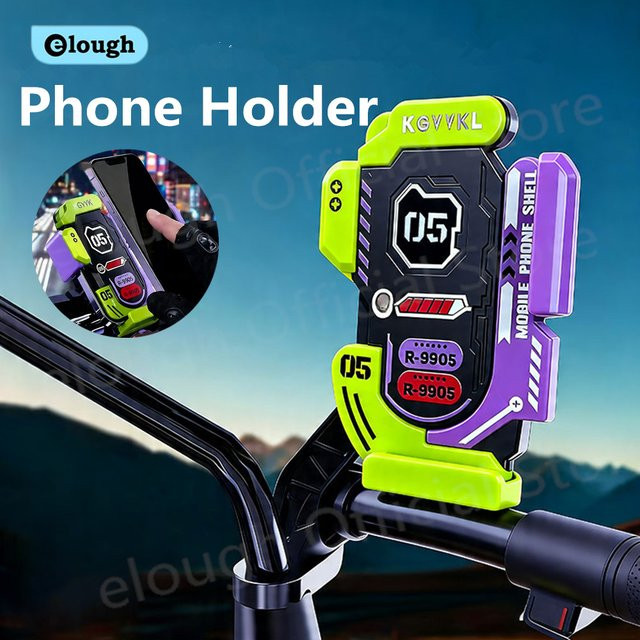 elough Handyhalterung für Motorrad und Fahrrad zur Navigation, verstellbarer und rutschfester GPS-Clip für Lenker oder Rückspiegel, mehrfarbig - Bild 1