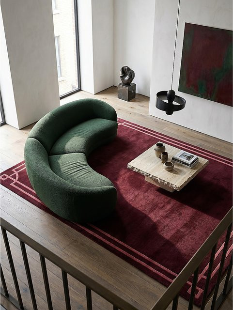 Wollteppich GLEN von Kadima Design in Rot mit Linienbordüre im Art-Déco-Stil, B/T: 200 x 290 cm - Bild 1
