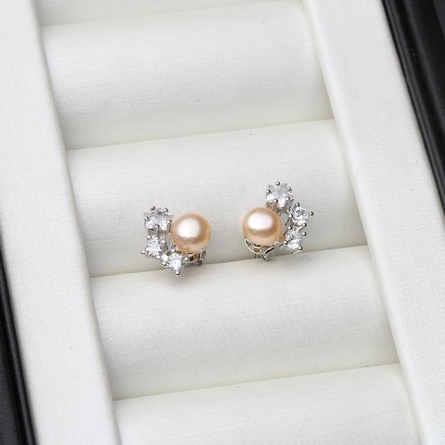 Wucifang Jewelry Ohrstecker 925 Sterlingsilber, Zirkonia, Süßwasserperlen, Damen - Bild 1