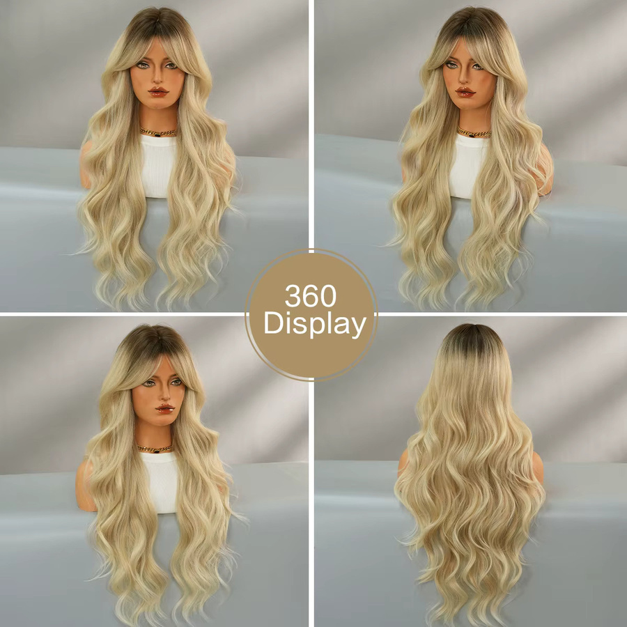 NAMM Perücke, blonde Locken mit Pony, synthetisch, Damen - Bild 3