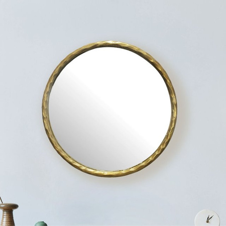 Runder Wandspiegel von KADIMA DESIGN aus Metall in Gold mit klassischem Design, Durchmesser: 60 cm