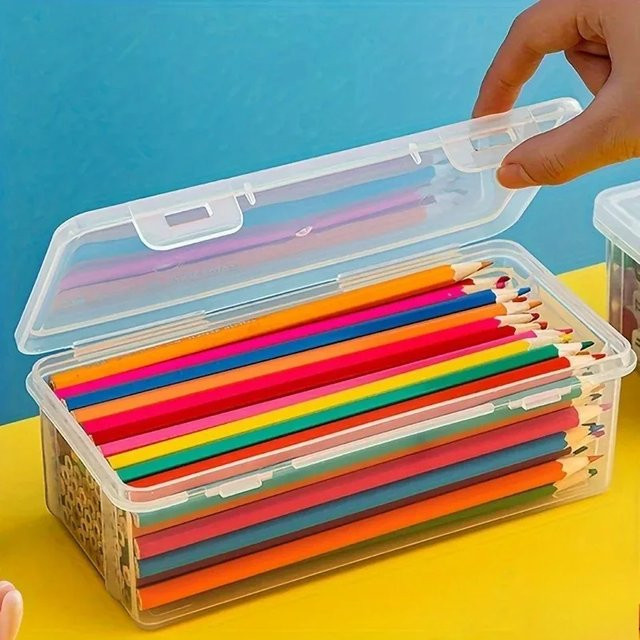 2er-Set transparente Stifteboxen aus Kunststoff für deine Schreibwaren und Ölpastelle - Bild 1