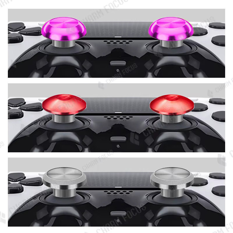 CHARM FOCUS 10-in-1 Metall-Controller-Daumensticks für PS5, Set mit 6 Swap-Joysticks und 4 Metall-Ersatzknöpfen für hintere Paddle-Trigger, Multicolour - Bild 3