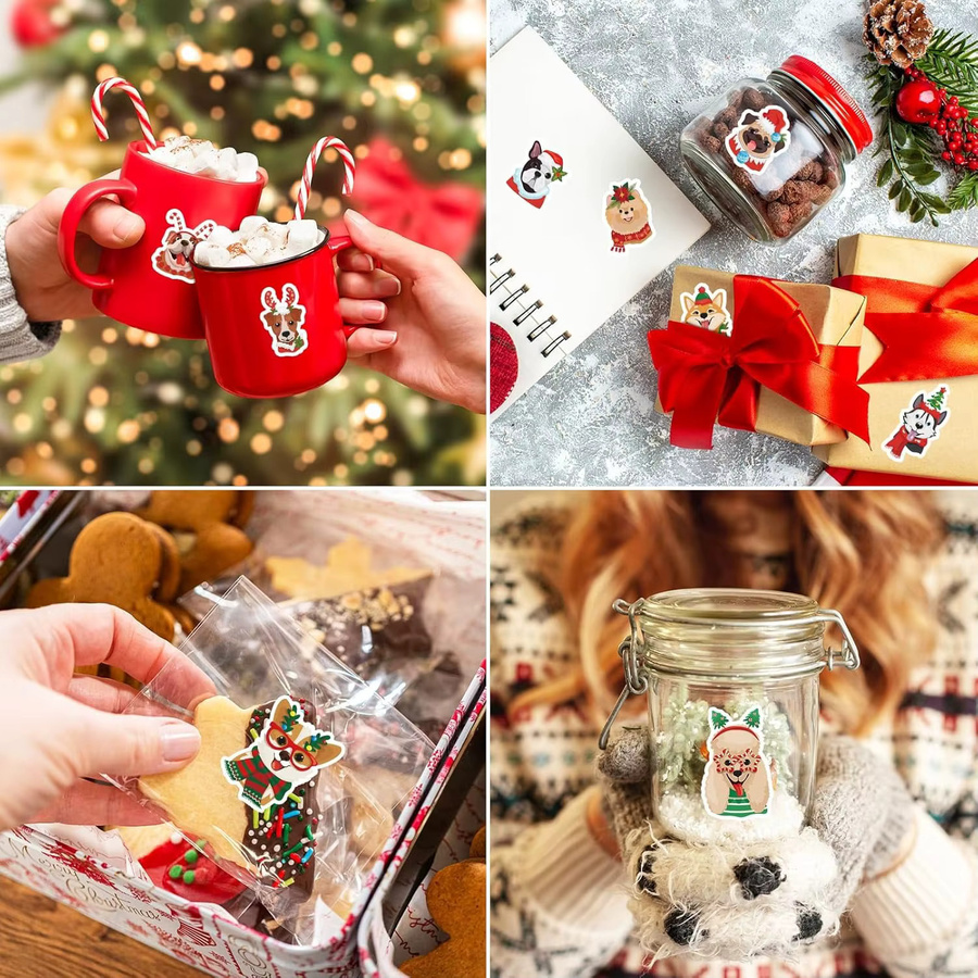 500 Stück selbstklebende Weihnachtsaufkleber von TYFYO mit Hunde- und Welpenmotiven in Multicolour für Tagebuch, Sammelalbum und Partydekoration - Bild 4
