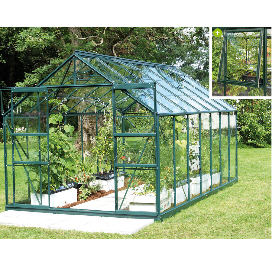 Vitavia Gewächshaus Jupiter 11500 in Smaragdgrün mit 11,5 m² Fläche, ESG-Sicherheitsglas und Doppelschiebetür - Bild 4