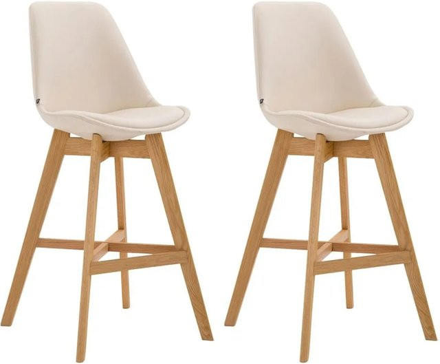 2er Set DELUKE Barhocker DUMIR aus Kunstleder in Creme, moderne Barstühle mit Lehne für Küche und Wohnzimmer, B/T/H: 48 x 56 x 112 cm - Bild 1