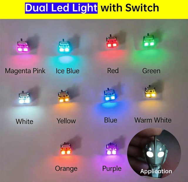 Kabellose Duale LED-Leuchte mit Schalter in Weiß für DIY-Modellbau, Gundam, Puppenhaus-Dekoration und Dioramen - Bild 1