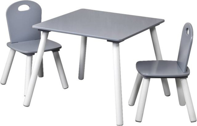 Kesper Kindertisch-Set mit 2 Stühlen in Grau aus MDF und Spanplatte, B/H/T: 55 x 45 x 55 cm - Bild 1