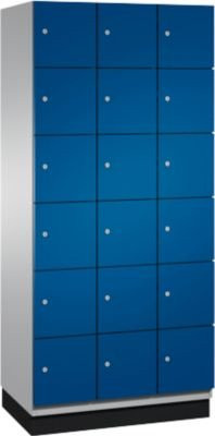 C+P Schließfachschrank Cambio mit 3 Abteilen und 18 Fächern, weißaluminium/enzianblau, B/T/H: 90 x 52,5 x 198 cm - Bild 1