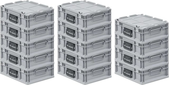PROREGAL Spar Set 14x Eurobox Nextgen Portable Eurobehälter in Grau, H x B x T: 40 x 135 x 30 cm, 11 Liter Transportboxen zum Stapeln - Bild 1