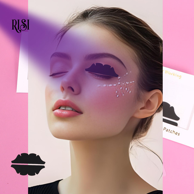 RISI UV-Schutzpads für Wimpernverlängerung, Schwarze Silikon Augenpads - Bild 1