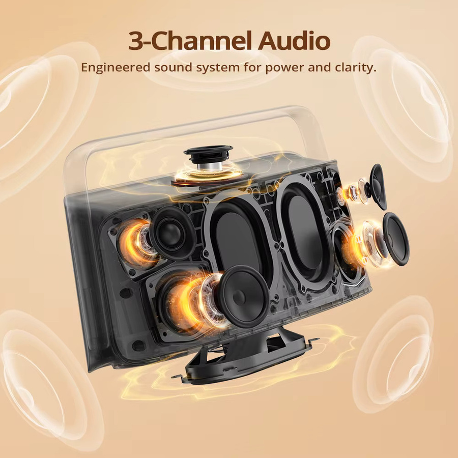 Tronsmart Fiitune X30 Bluetooth Lautsprecher mit Hi-Res Audio, 80W, IPX6, App-Steuerung, Grau - Bild 3