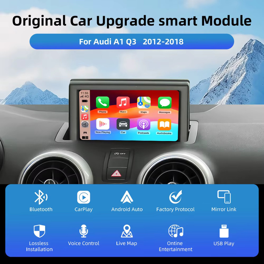 ANYFAR OEM Bildschirm-Upgrade Decoder-Box für Audi A1 Q3 2012-2018 MMI 3G HN+ BNav HNav mit AirPlay und Mirror Link, Schwarz - Bild 2