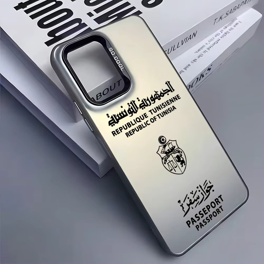 Stoßfeste Samsung Handyhülle mit Tunesien-Pass Design in Weiß, Laser-Matt-Hartschalen-Rückseite für Samsung Galaxy S25 S24 S23 S22 S21 Ultra Plus - Bild 1
