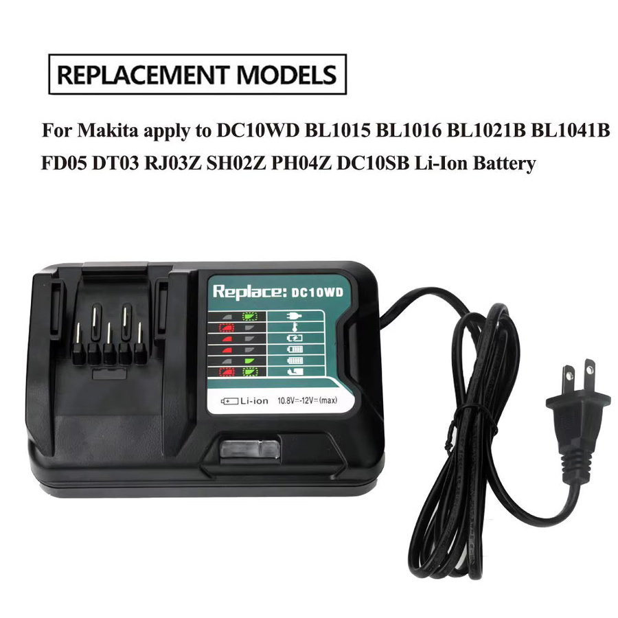 Makita DC10WD Ladegerät für 10,8 V und 12 V Akkus in Schwarz - Bild 3
