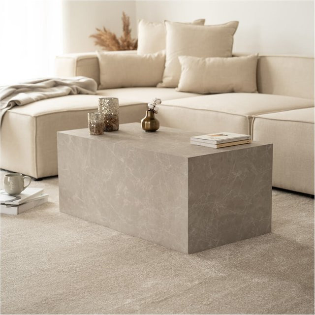 HOME DELUXE Couchtisch AMIRI L aus Marmor in Grau, Rechteckig - Bild 1