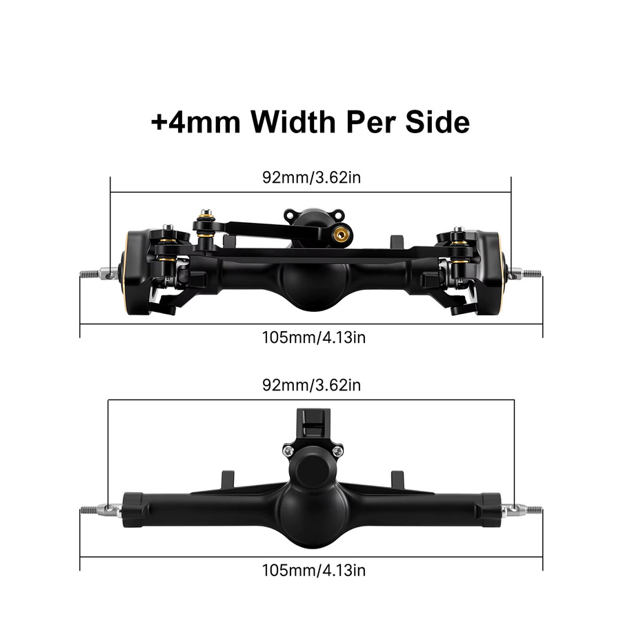 INJORA 4 mm Nylon-Planetenachsen mit Doppelgelenkwellen und Achsschenkel aus Messing, Zubehör, 1:24 - Bild 3