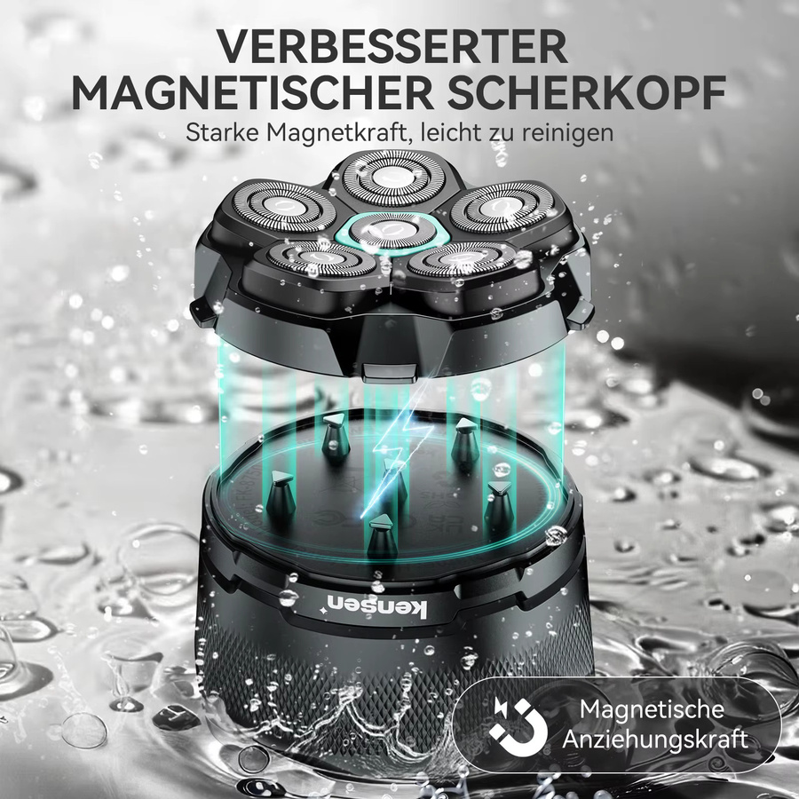 KENSEN Elektrorasierer für Herren, Nass-/Trockenrasierer, Schwarz - Bild 3