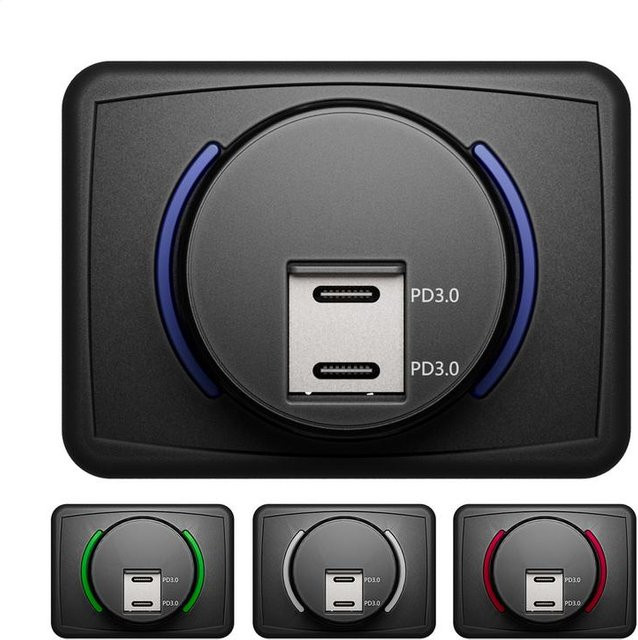 Dual USB Auto Schnellladegerät Adapter mit LED-Licht, 5V/3,1A, Schwarz - Bild 1