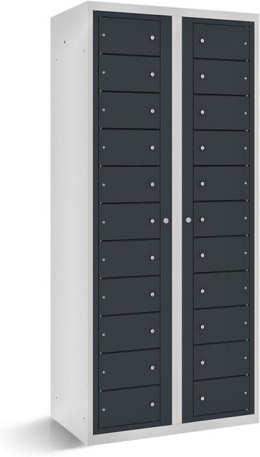 rotstahl Fächerschrank mit 22 Fächern und Zentraltüren, Korpus lichtgrau und Türen anthrazit, B/T/H: 80 x 50 x 180 cm - Bild 1