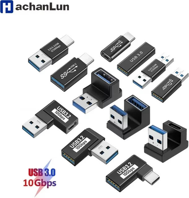 HACHANLUN USB-C auf USB-A OTG Adapter USB 3.0 Konverter in Schwarz - Bild 1