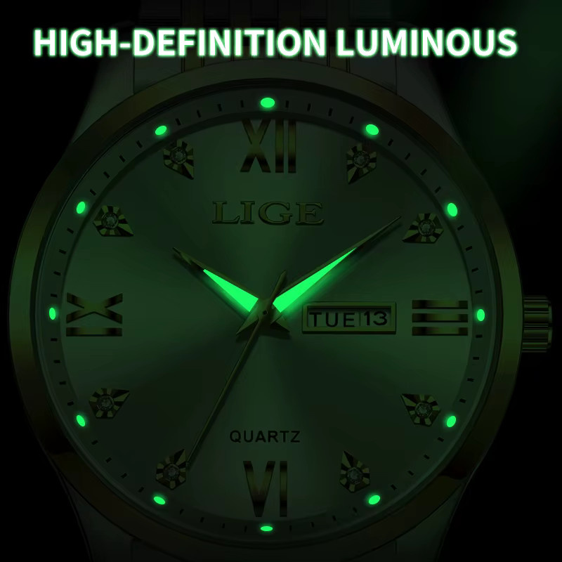 LIGE Armbanduhr Chronograph, Quarz, Edelstahl, Diamantbesetzt, Damen - Bild 3