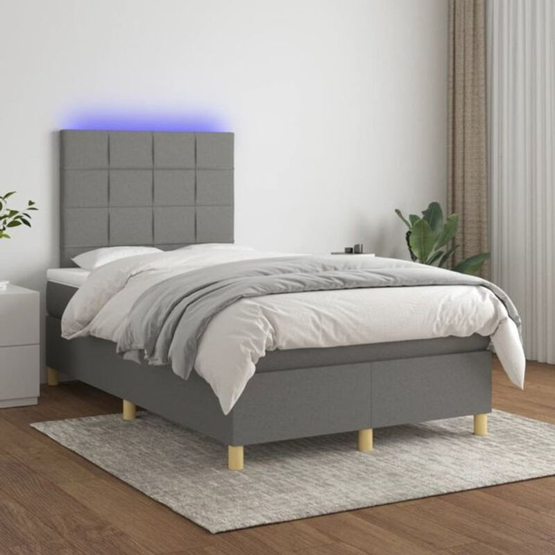 vidaxl Boxspringbett mit Matratze in Dunkelgrau aus Stoff B/T/H: 120 x 200 x 118 cm - Bild 1