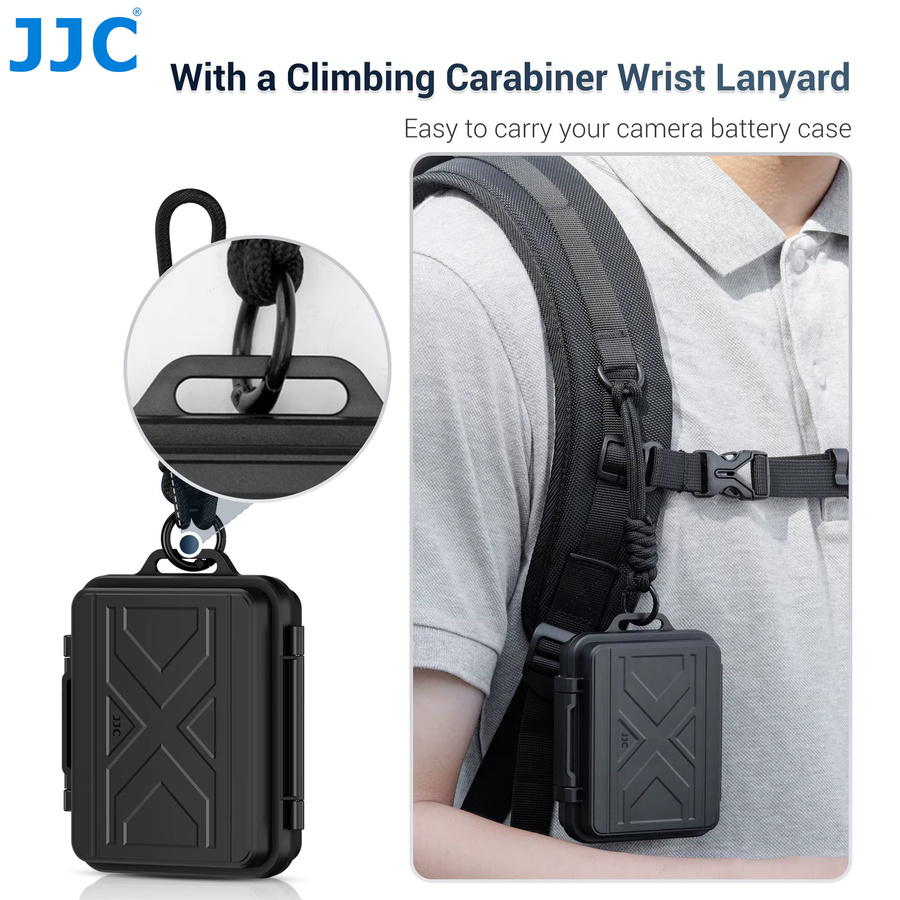JJC JBC-K2CBS Aufbewahrungskoffer in Schwarz für 3 SD-Karten, 4 CFe B-Karten und 2 Akkus wie Fujifilm NP-W235 oder Nikon EN-EL15 - Bild 6
