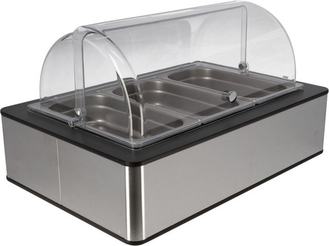 VEGA Buffetvitrine Edelstahl mit 3x GN 1/3 Fundalen, Farbe Anthrazit/Silber/Transparent, B/T/H: 42,5 x 63 x 33,9 cm - Bild 1