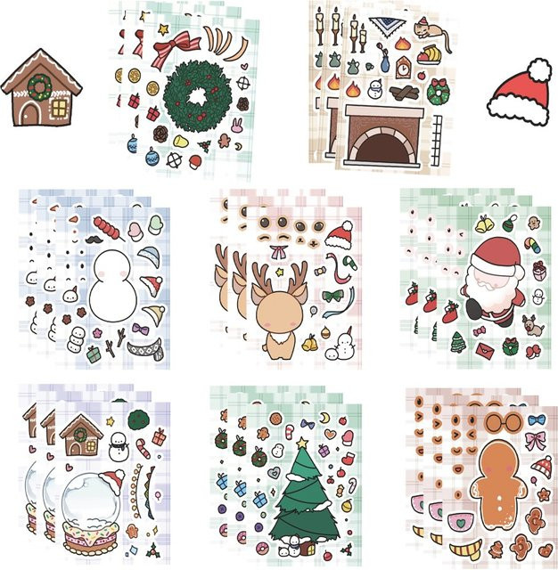 8-teiliges Set festliche Weihnachtsmotiv Aufkleber in Multicolor von RecordingYourLife Store - Bild 1