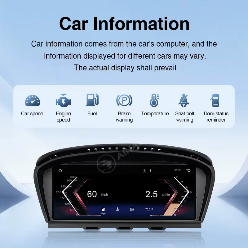 AINAVI Autoradio mit 9,3 Zoll HD IPS Touchscreen für BMW 5er E60 E61 E62 E63 und 3er E90 E91 E92 E93 mit kabellosem Carplay, Android Auto und Bluetooth in Schwarz - Bild 4