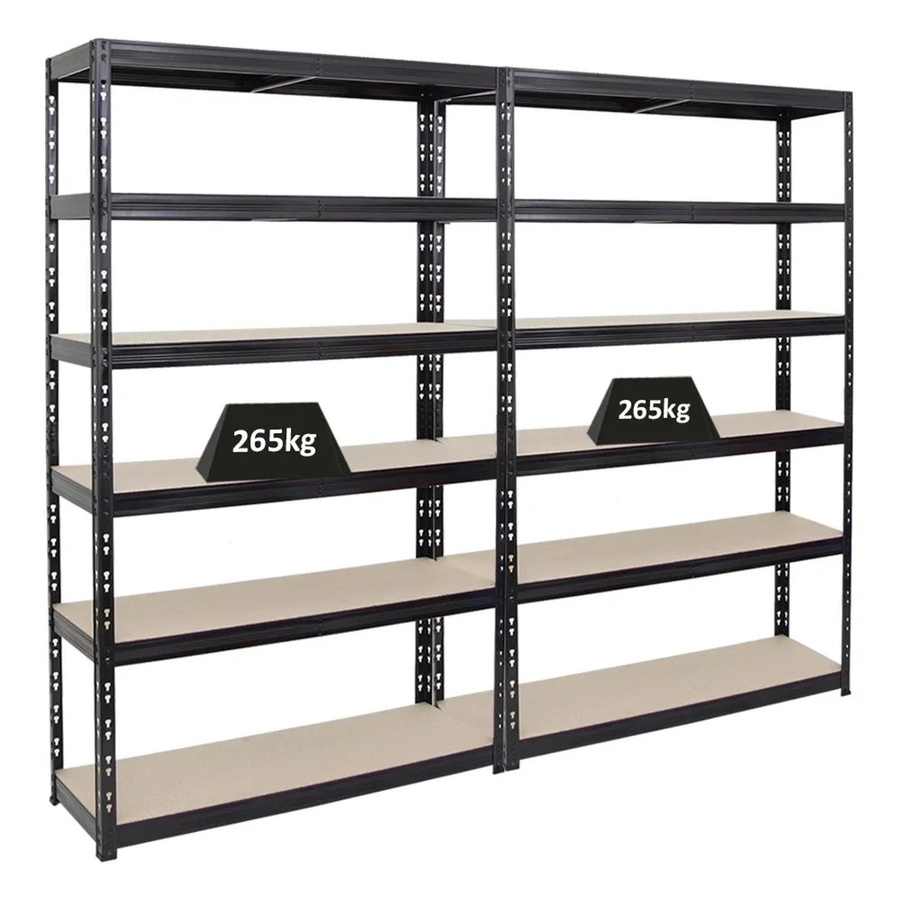 2er Set PROREGAL Schwerlastregal Giant Tiger, 6-Ebenen, Schwarz, H x B x T: 200 x 120 x 40 cm - Bild 2