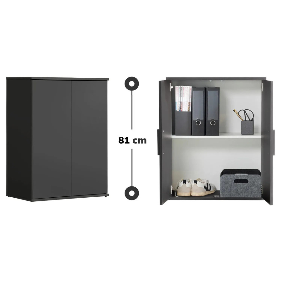 mokebo Midischrank Mehrzweckschrank in Anthrazit mit Schranktüren und Regalböden - Bild 2
