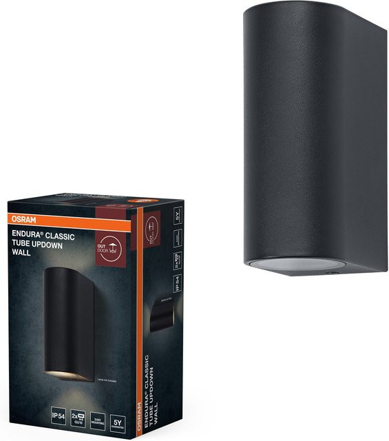 Osram Außenwandleuchte Accent in Dark Grey mit Glas und Carbon Fibre Nylon, Up-Down Lichtrichtung, GU10 Fassung, IP54 und IK06 Schutzklasse - Bild 1