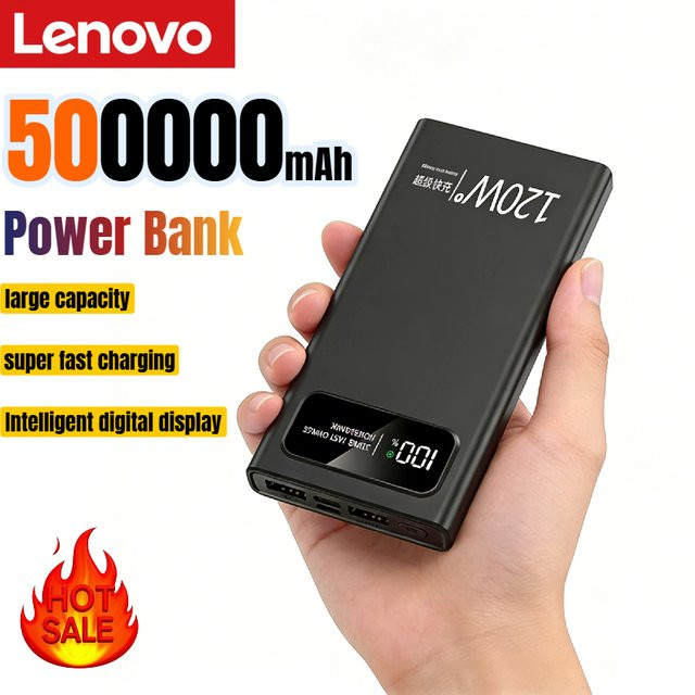 Lenovo Power Bank mit 50000 mAh und digitalem Display für iPhone, Samsung und Huawei - Bild 1
