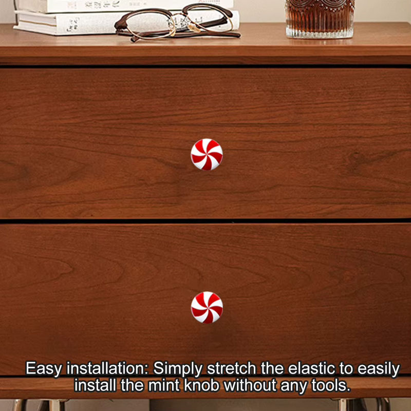 2 Stück APWIKOGER Weihnachts Türknauf Abdeckungen aus Keramik in Rot mit gestreiftem Design für Schrank und Kommode - Bild 4
