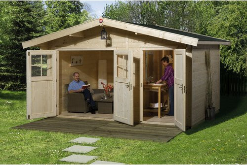 WEKA Gartenhaus Log Cabin aus Holz in Beige, B/H/T: 460 x 262 x 380 cm - Bild 1