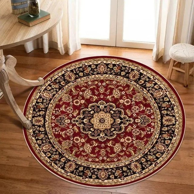 Runder Persischer Teppich von Lodestar mit floralem Muster aus weichem Flanell, Durchmesser: 40 cm - Bild 1