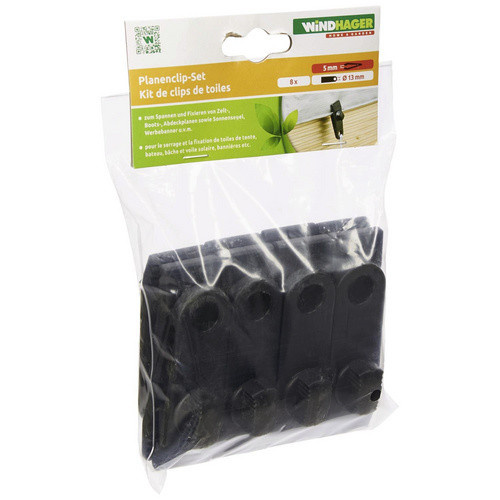 WINDHAGER Planen-Clip Set für Sonnensegel, schwarz, B/T/H: 8,3 x 2,6 x 2,8 cm - Bild 2